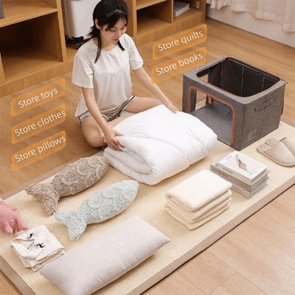 Large Capacity Clothing Sorting Box Clear Window Clothes Blanket Organizer Wardrobe Storage