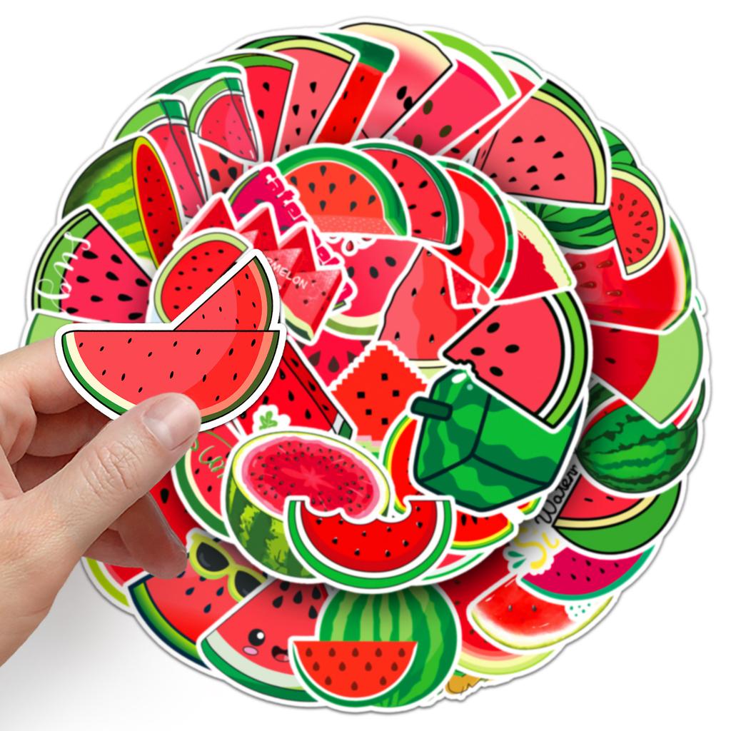 50 Watermelon Graffiti Stickers Personalized Cartoon Fruit Children's DIY Mobile Phone Case Water Cup Suitcase Stickers Waterproof
