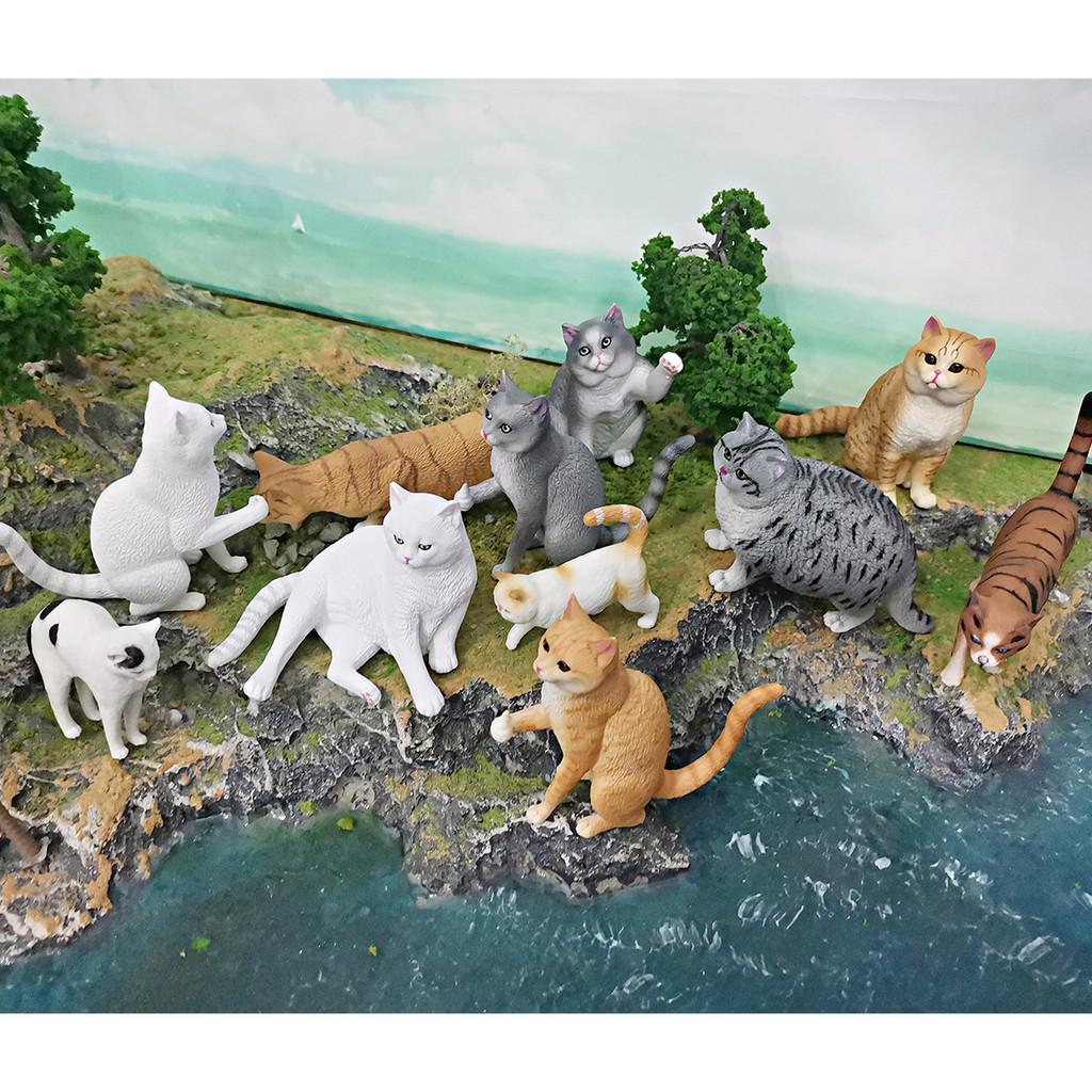 Pvc Orange Cat Grey Cat Model Decor For Home Office Desk And Collectors Display