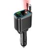 Five-in-One Car Charger with Digital Display and Retractable Cable, PD Fast Charging, and Cigarette Lighter Adapter