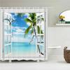 Sunny Beach Seaside Scenery 3D Printing Shower Curtain Large Size Waterproof Polyester Home Decor Curtain With Hooks