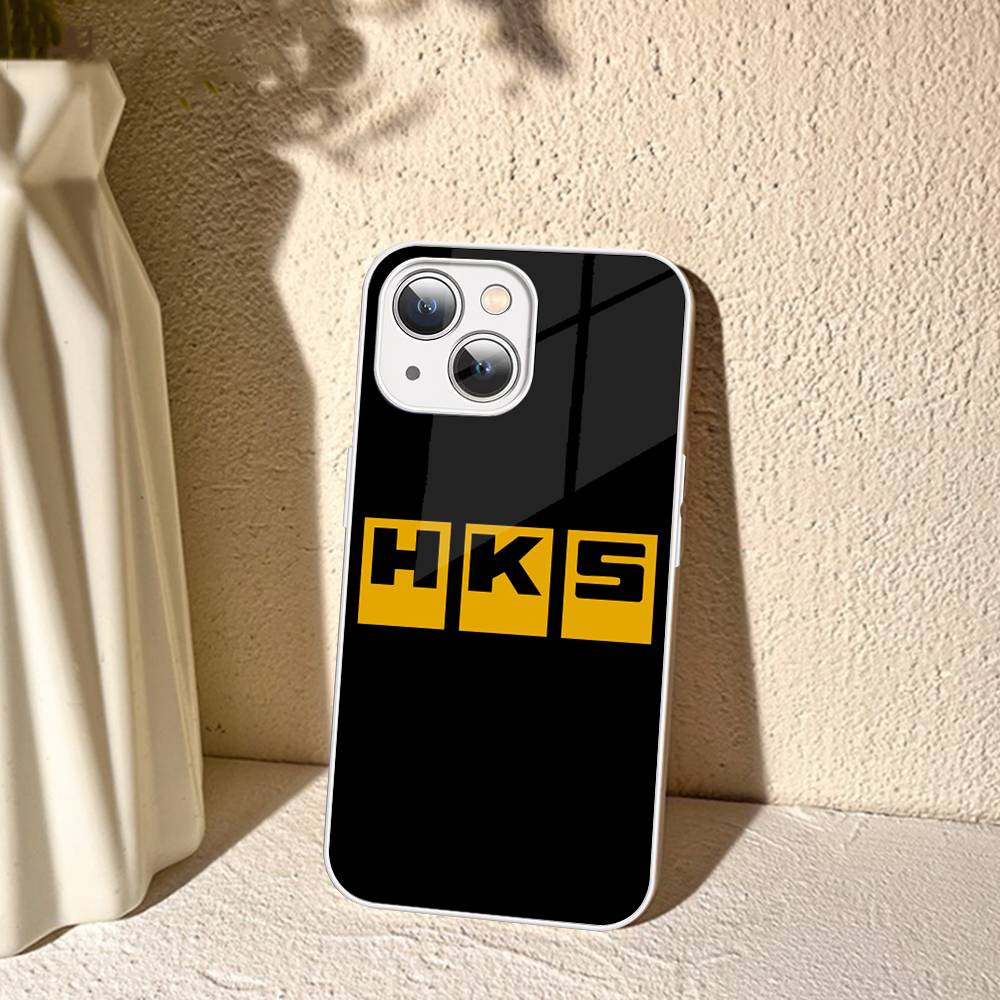 Sports Car H-HKS JDM Logo For IPhone 14 13 12 Mini 11 Pro XS Max X XR 14 Plus Tempered Glass Cover