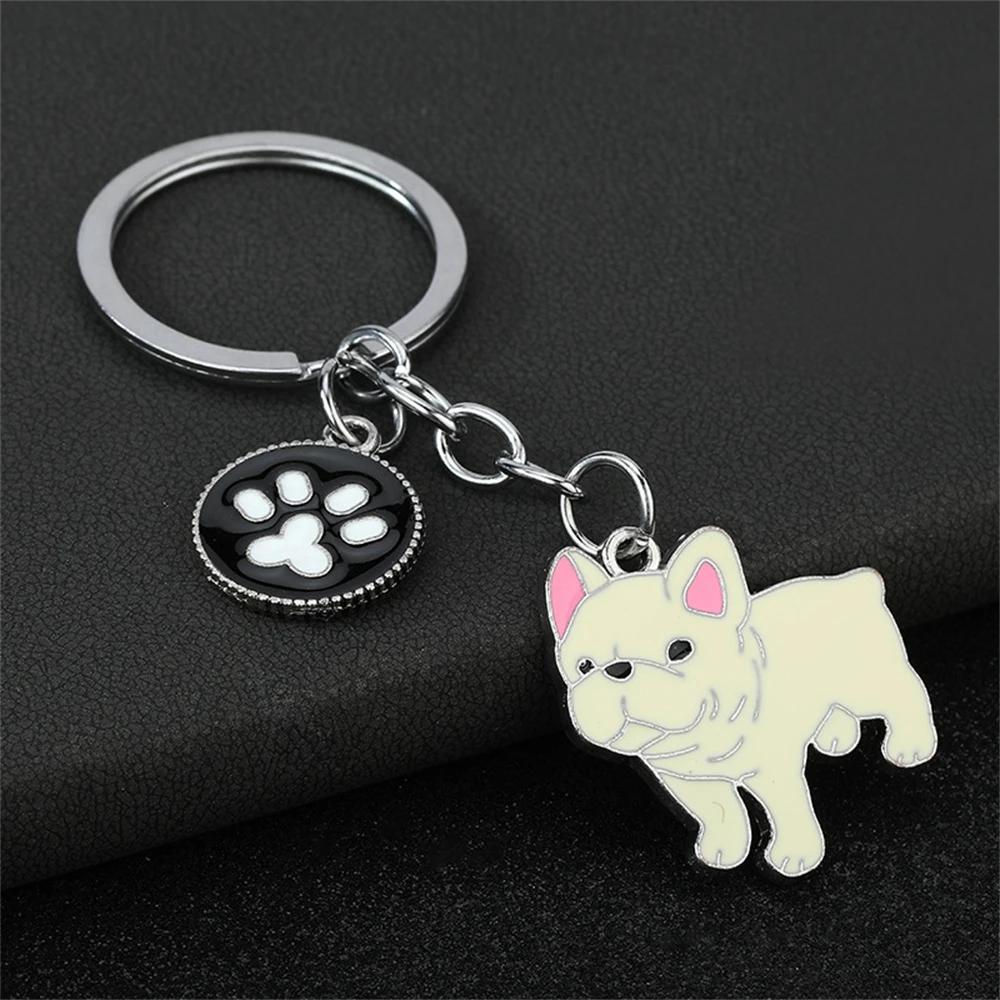 Fashion Alloy French Bulldog Pug Dog Keychain Cute Pet Dog Keyring Bag Handbag Charm Accessories For Women Animal Lovers Gifts