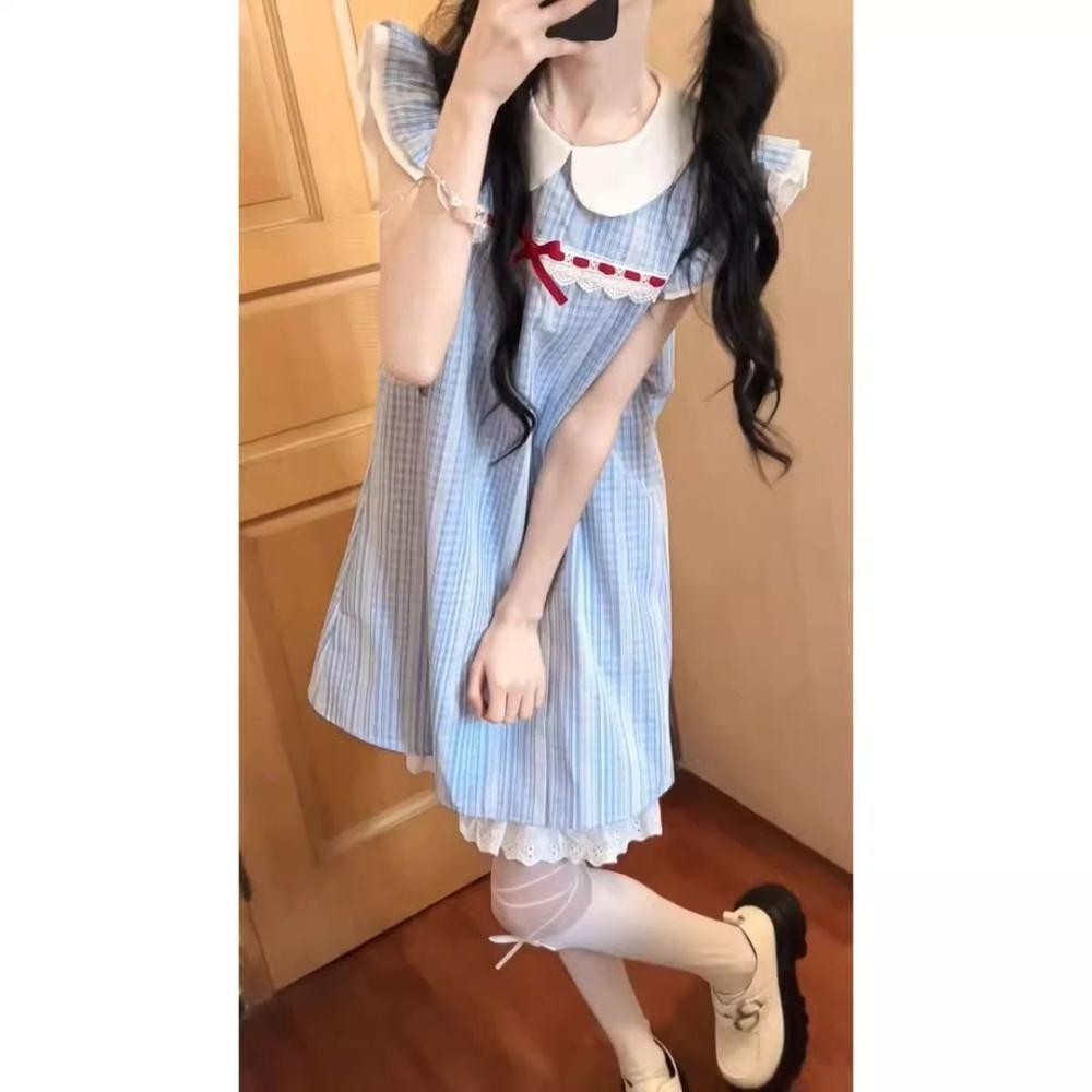 Korean casual style lace splicing short skirt women's summer new casual women's lazy loose high-end dress