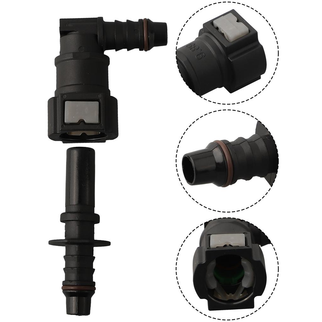 Fuel Line Hose Release Connector 90 Deg Black Fuel Line Hose Coupler Quick Release Connector SAE 9.89 Accessories