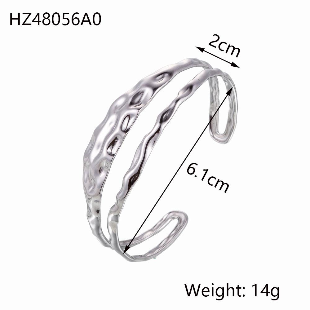 

CARLIDANA Fashion Waterproof Stainless Steel Silver Color Bracelets Geometric Multilayers Open Adjustable Women Bracelets