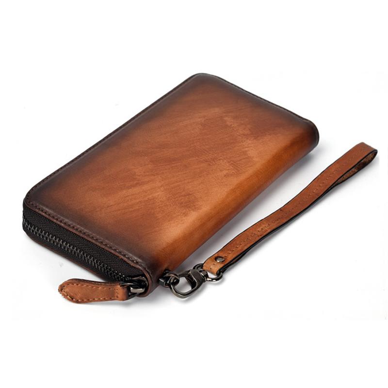 Portfel męski ze skóry naturalnej Vintage skórzany portfel Męski polerowany portfel na karty Biznesowa kopertówka