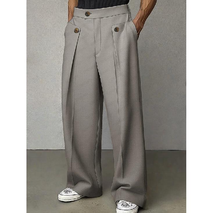 Men's straight-leg anti-wrinkle no-iron business casual trousers with premium drape