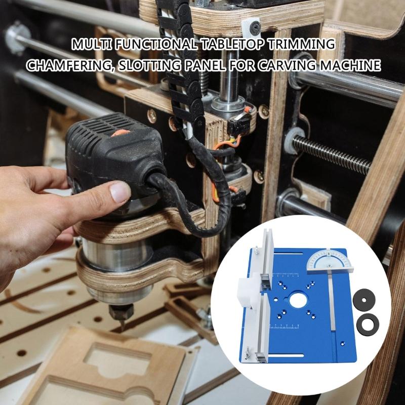 Woodworking Benches Router Flip Plate with Miter Gauge Guide Aluminium Fence Sliding Brackets Multifunctional Trimming