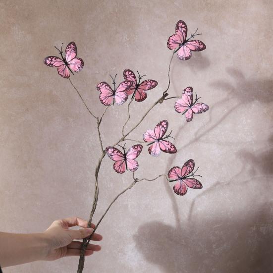 Artificial Butterfly Branches Simulation Stems with 8 Fake Butterflies for Vase Filler DIY Bouquets Home Office Table Decor
