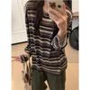 Women S Loose Striped Long Sleeve Crew Neck T Shirt Vintage Casual Top