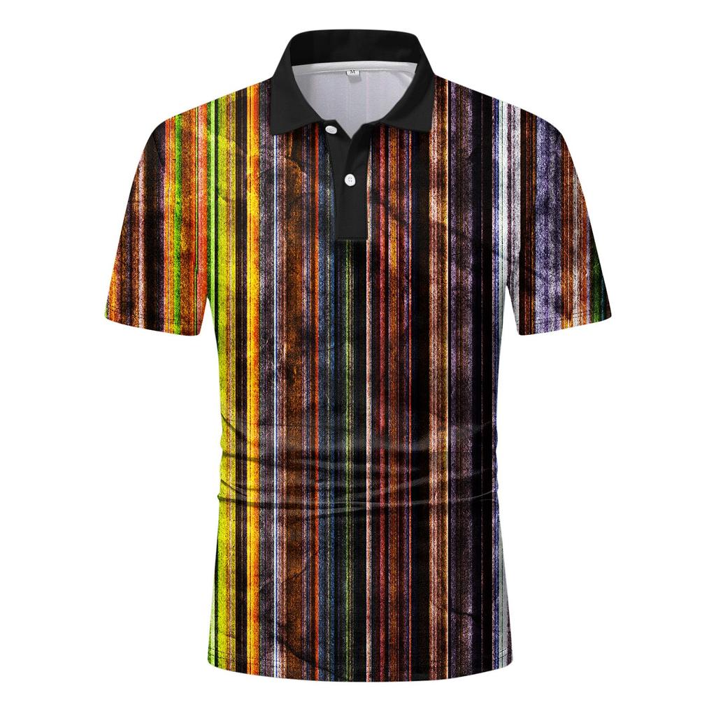 Men's Summer Sportswear Button Lapel Short Sleeve Shirt Casual Golf Breathable Comfortable Tops