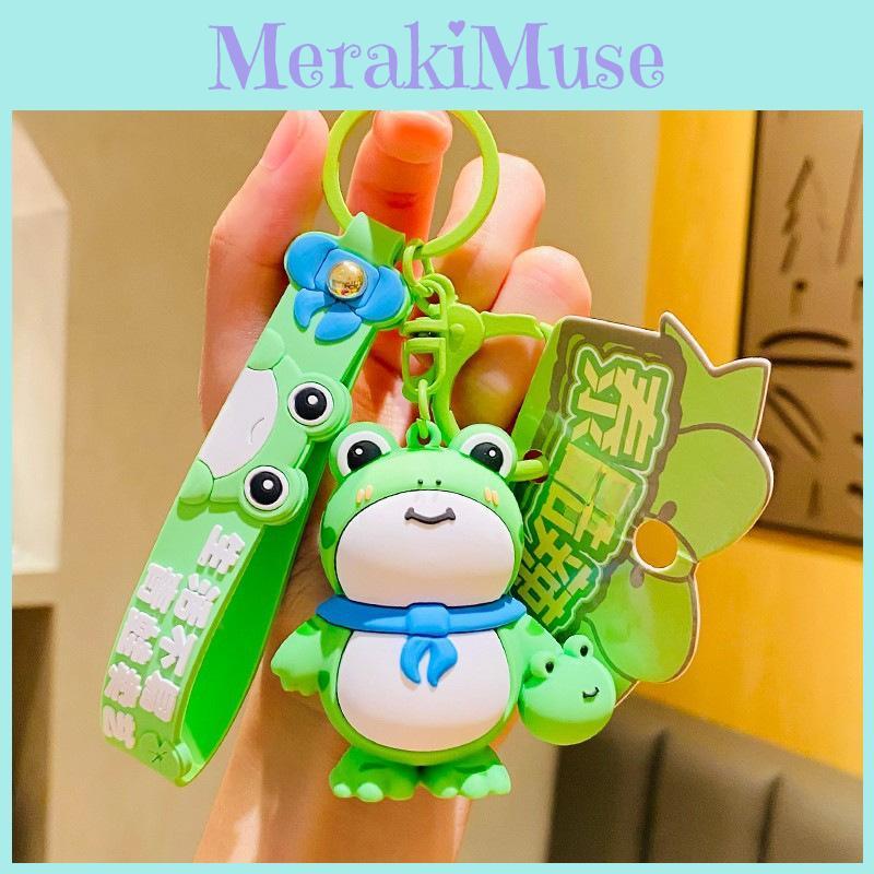 Cute Cartoon Frog Keychain Pvc Material Perfect For Backpacks And Keyrings