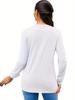 European & American Women's Autumn Ruched V-neck Ruffle Long Sleeve Loose T-shirt