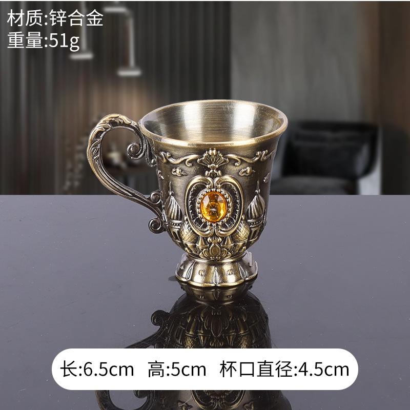 Zinklegierung ist ein hohes Weinglas, eine halbe Tael Baijiu-Tasse, Haushaltsornamente, hochwertiges doppeltes Biss-Weinglas