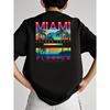 Europäische Größen MIAMI Palme Stranddruck Kurzarm-T-Shirt für Jungen, Kinder und Jugendliche; Sommer Oberteil/Unterhemd für Jungen; Legerer Stil