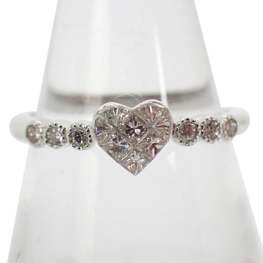 

[Б/у] Кольцо-сердце с бриллиантом K18WG Mystery Setting No. 8 [г265-56]