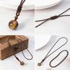 Beaded Crystal Pendant Necklace Braided Rope Tiger's Eye Necklace Weaving Necklace  Gifts