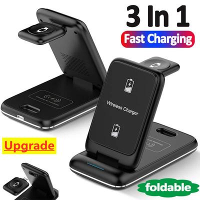 3 in 1 Kabelloser Ladeständer Faltbare Schnellladestation Handyhalter für iPhone 16 15 14 13 12 Pro Max Watch Airpods