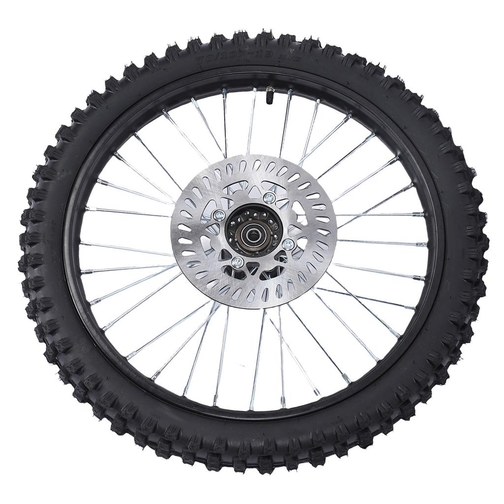 19 Inch Dirt Bike Front Wheel Assembly 70 100 19 Tire Rim Inner Tube 15mm Axle with Brake Rotor Replacement for CRF 125