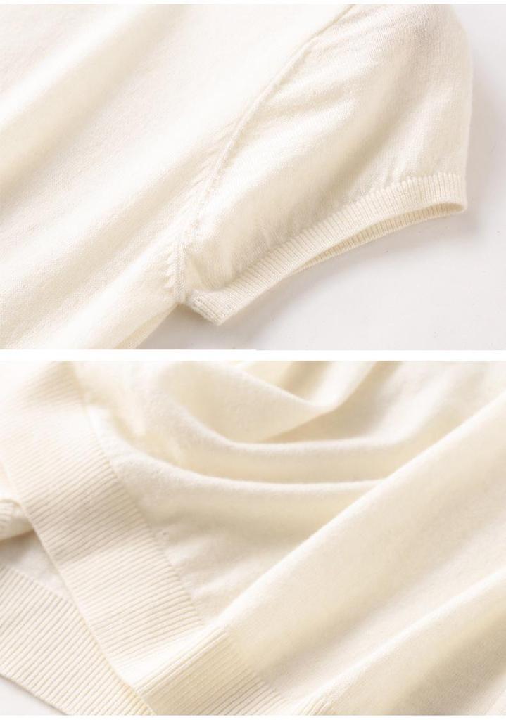 Spring/Summer Lightweight Breathable Women's Solid Color 3/4 Sleeve Knit T-shirt