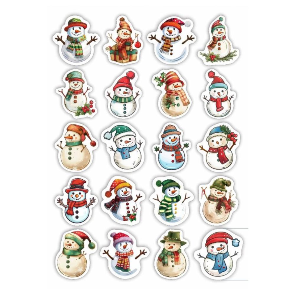 

New 100Pcs Snowman Stickers Cartoon Adhesive Christmas Stickers Irregular Shape Waterproof Gift Tags Christmas Holiday