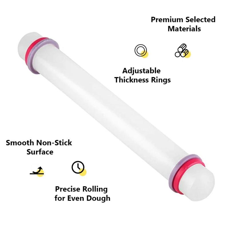 Non-Stick Fondant Rolling Pin For Cakes, 9-Inch Plastic Pastry Roller For Fondant, Gum Paste, Dough & Cookie Making Baking Tool