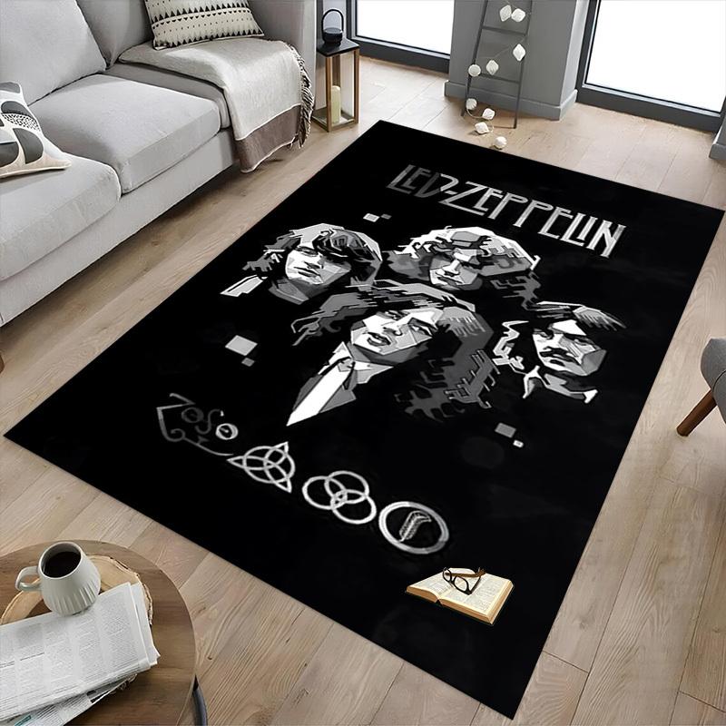 1ks Led Zeppelin Pracovna Doma, Odolná Polyesterová Podlahová Rohož s Snadnou Údržbou, Kancelářská Dekorace, Městský Styl, Protiskluzová Zadní Strana