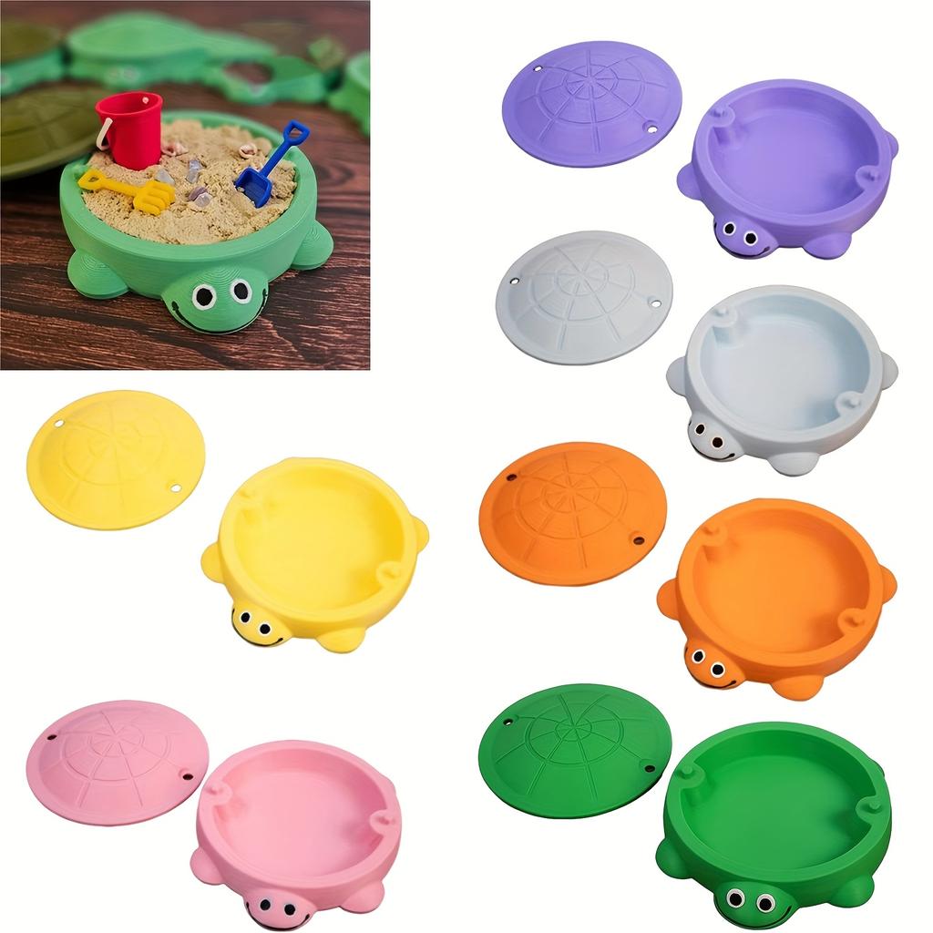 Mini Turtle Sandbox Toy with Shoveling Tools Desktop Stress Relief Toy with Lid Portable Sensory Play Kit Sand Toy Playset