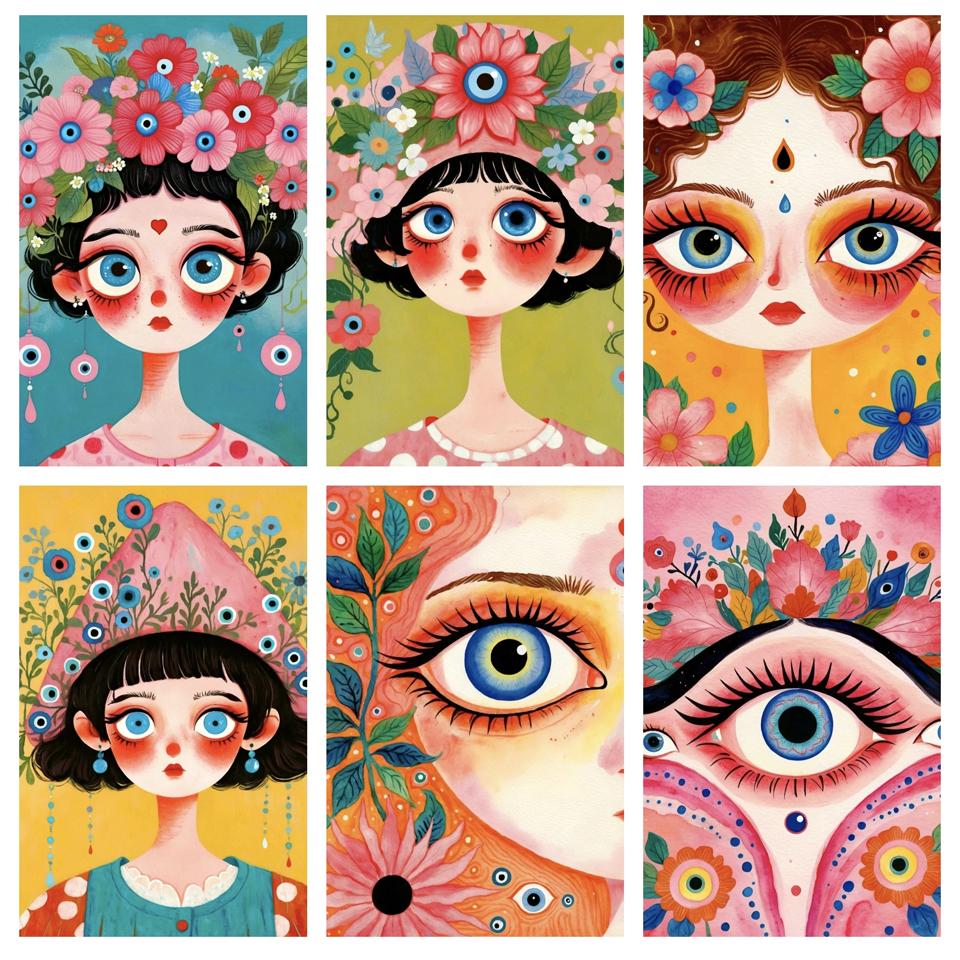 Anime 5D Diamond Painting Kit Full Round/Square Diamond Mosaic Cartoon Girl Eyes Rhinestone Embroidery DIY Home Decor Gift