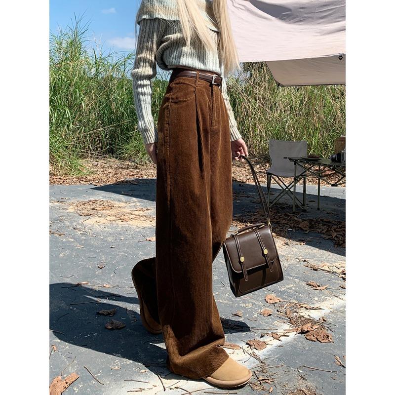 Pantaloni a zampa larga in velluto a coste da donna Autunno Inverno Nuova Moda Eleganti Taglie Forti Larghi Casual Semplici Lunghi Pantaloni Dritti Abbigliamento