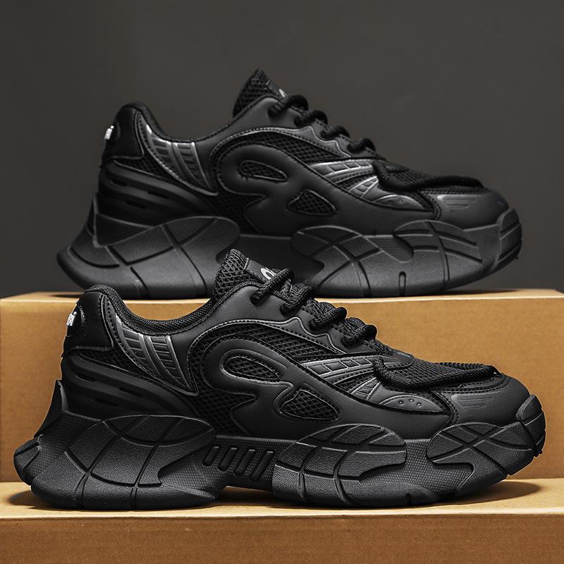 

Модная мужская обувь на все времена года, модная обувь из сетки, универсальная мужская спортивная обувь, дышащие кроссовки для бега, мужская обувь для папы на платформе 44 чёрный