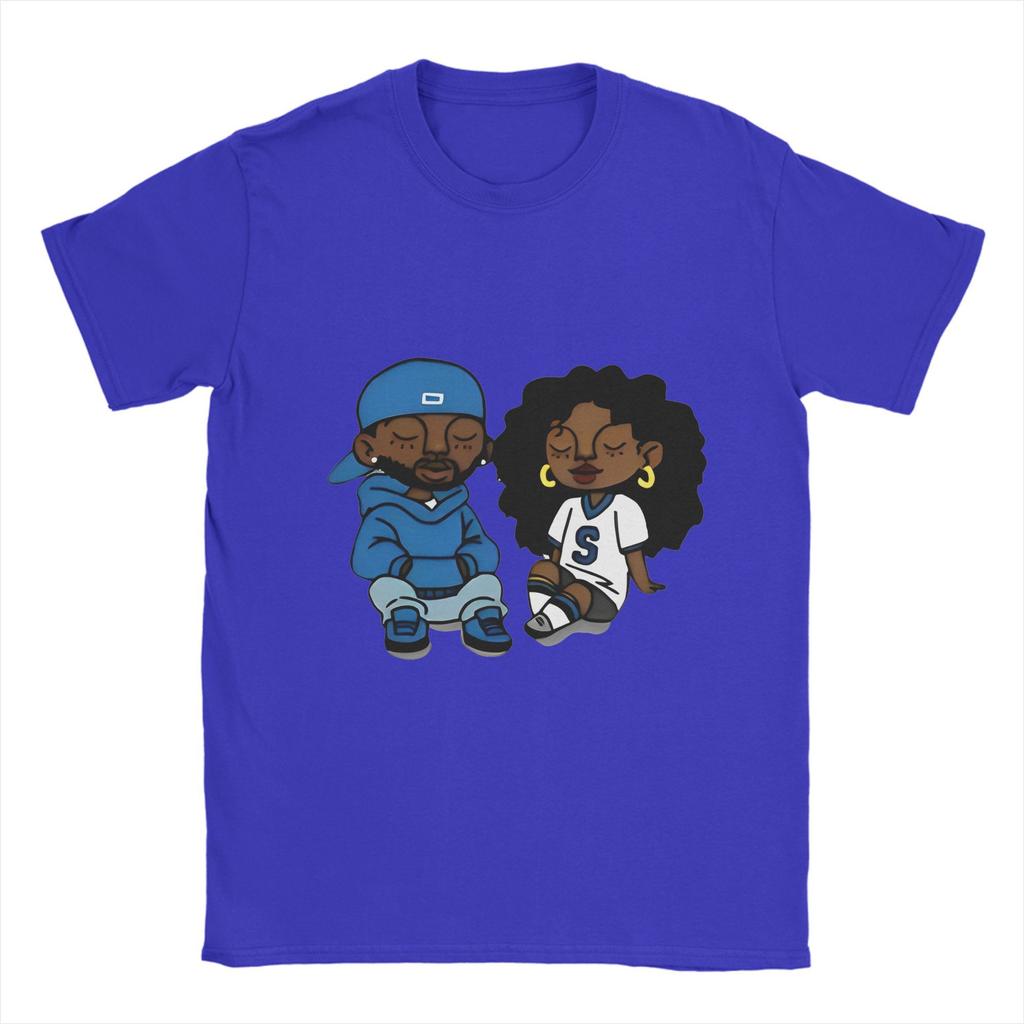 Kendrick Lamar And SZA T Shirt Beach  Novelty T-Shirts Couple Cotton Crewneck Plus Size Tees Short-Sleeved Vintage Tshirt