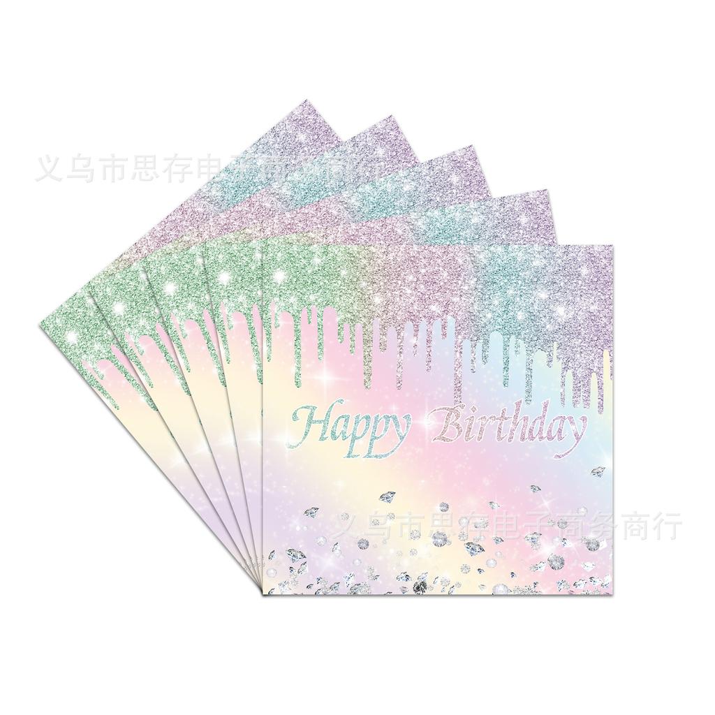 Diamond Colored Birthday Tableware Set Disposable Tablecloth Paper Plate Paper Cup Paper Towel Party Supplies Colored Diamonds