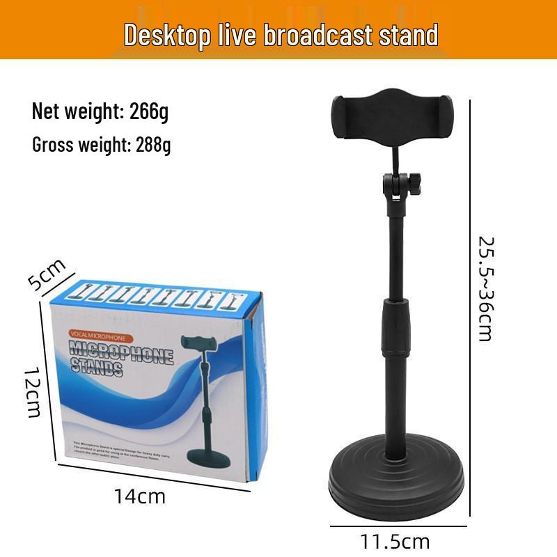 

Height-Adjustable Portable Desktop Selfie Stand with Dual Camera Mounts and Fill Light for Live Streaming and Photography