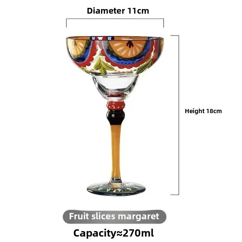 Ručně vyráběná Barevná Sada Sklenic na Margaritu a Šampaňský Koktejl Kreativní Design pro Domácí Bar Svatba Elegantní Unikátní Sklenice