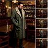 Men Fleece Lined Trench Coat  Long Warm Jacket Wind Proof Jacket Coat With Pockets
