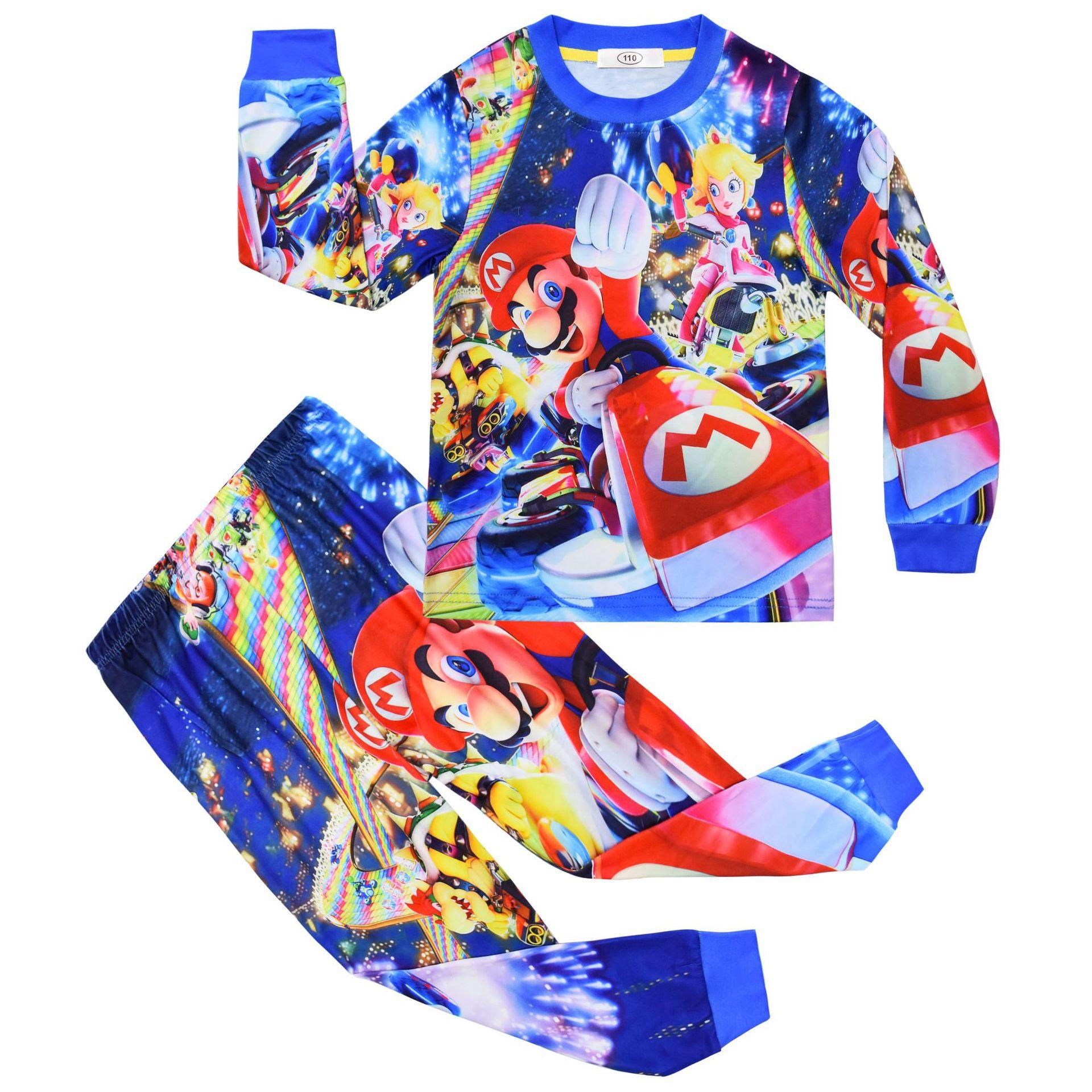 Animation Mario Digital Printing, Medium And Older Children S Long-Sleeved Set, Children S Loungewear Long-Sleeved Set 7774 110