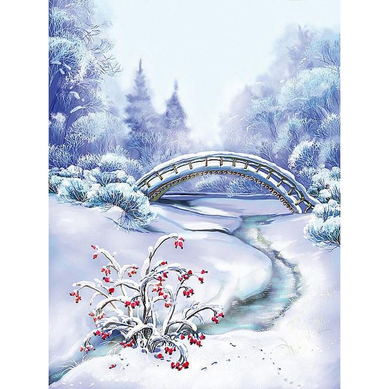 Zimní scénická DIY 5D diamantová malba Plný kulatý vrták Krajina Diamantové vyšívání Sady křížkového stehu Nástěnné umění Domácí dekorace