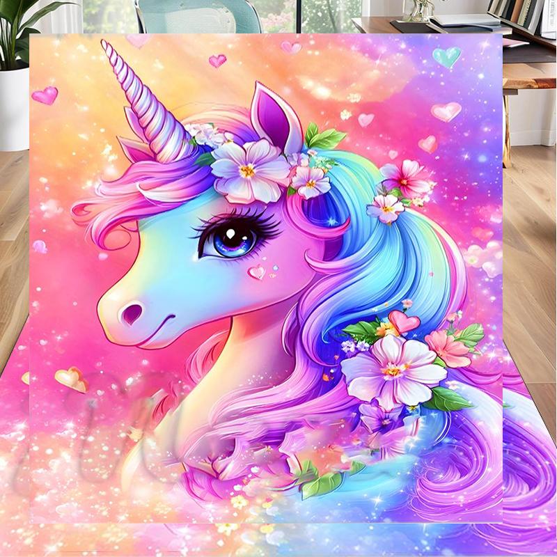 Magical Unicorn Fantasy Office Rug Chair Mat, Entryway Carpet, Suitable for Front Door, Bedroom, Living Room, Desk, Holiday Gift