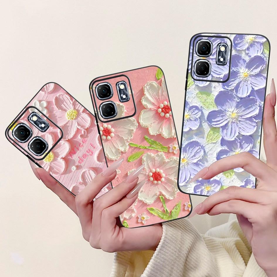 For Infinix Hot 50i Case X6531 New Fashion Flower Love Heart Pattern Soft Silicone Cover For Infinix Smart 9 Smart9 X6532 Bumper