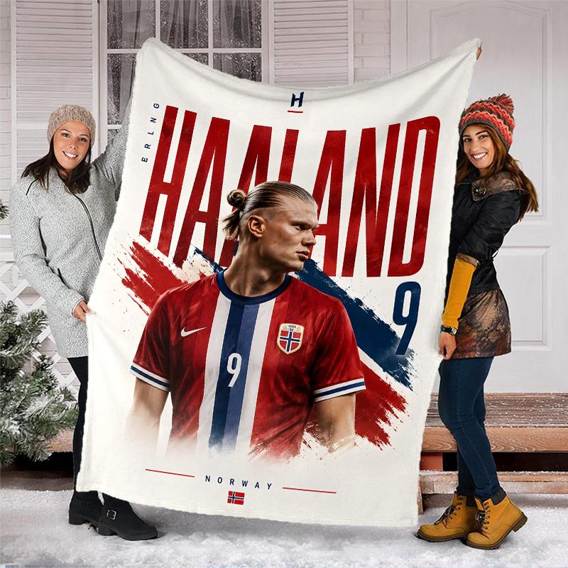 1pc Haaland1 Theme Blanket - Digital Print, Polyester, Cozy for All Seasons, Perfect for Outdoor, and Travel