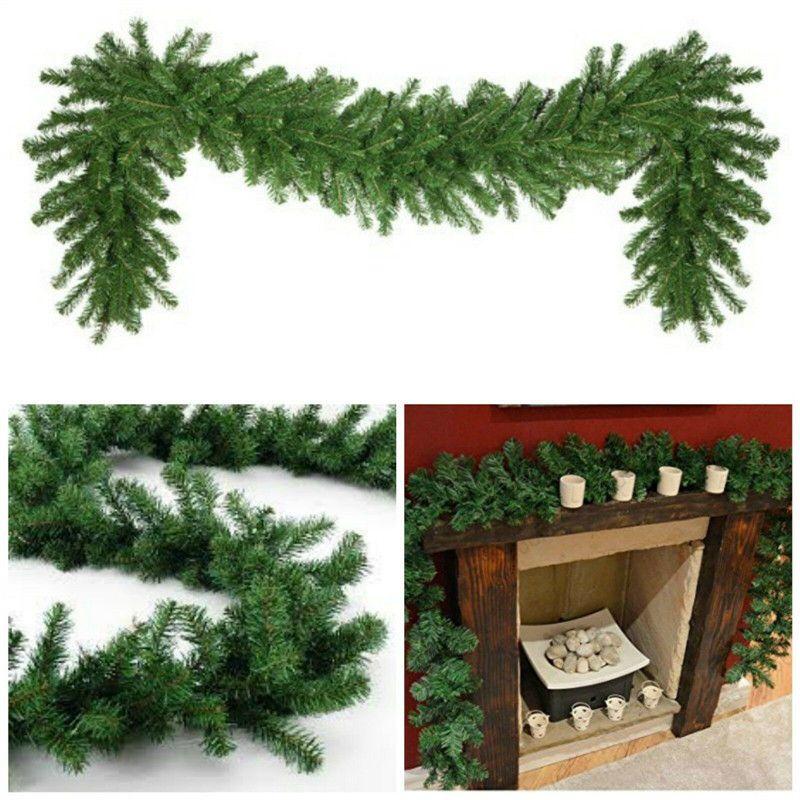 Pine Green Artificial Spruce Christmas Garland Wreath Home Wall Xmas 27m Decor