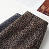 2024 Women's Gray Leopard Woolen Midi Skirt - Autumn/Winter Style, Straight Bodycon with Slit
