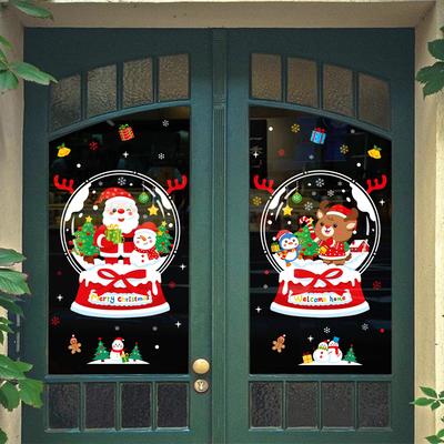 Christmas Decoration Static Stickers, Mall Company Glass Stickers, Santa Claus Tree Window Stickers