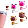 4Pcs Drinking Straw Caps Plugs Portable Straw Caps Lovely Capybara Silicone Straw Covers Caps Straw Accessories