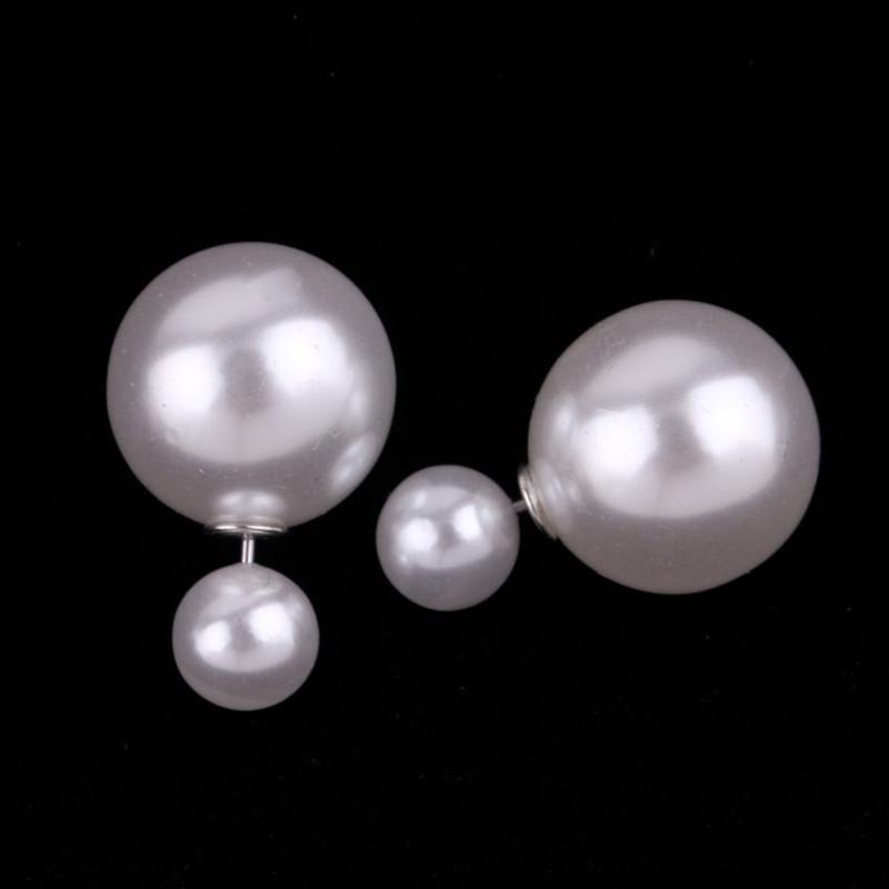 Silver 925 Jewelry Sterling Double Pearl Earrings Popular Women Big And Small Pearl Ear Studs Various Ways Of Wearing