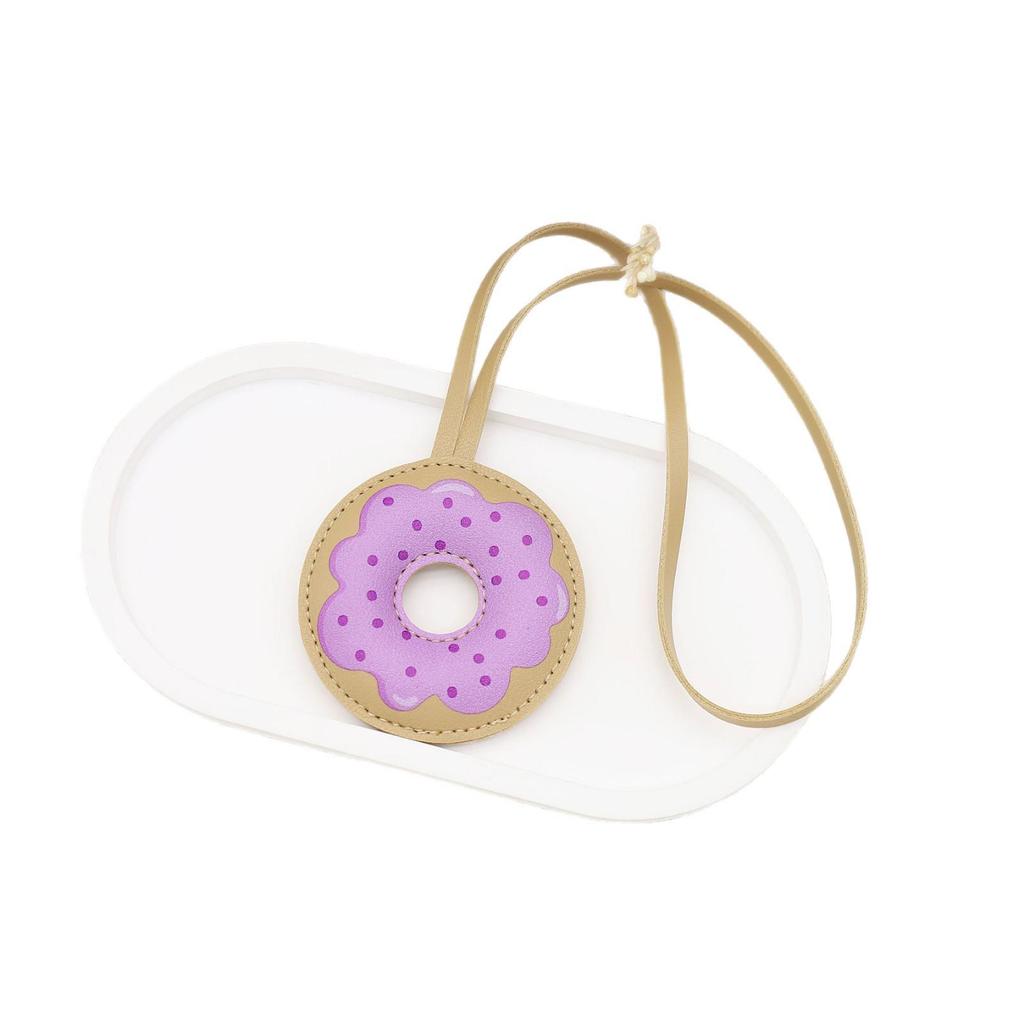 Cartoon Donut PU Leather Keychain Charm