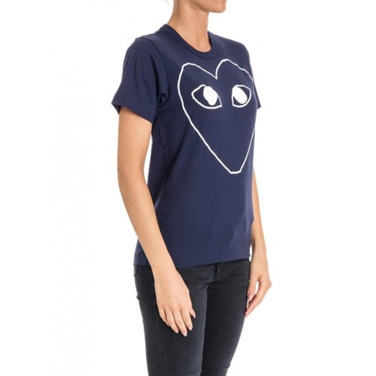 Comme des Garçons PLAY COMME Des GARCONS PLAY White Love Printing Short Sleeve Navy Blue Men's AZ-T181-051-1