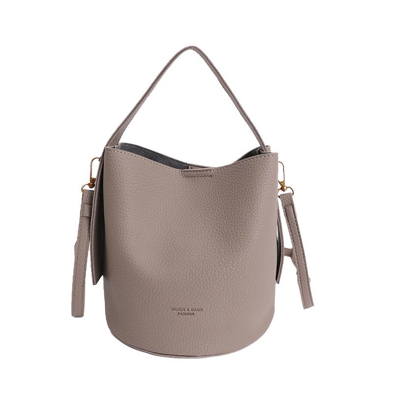 Ручная сумка-ведро большой вместимости, Модная и универсальная, Повседневная сумка через плечо серый